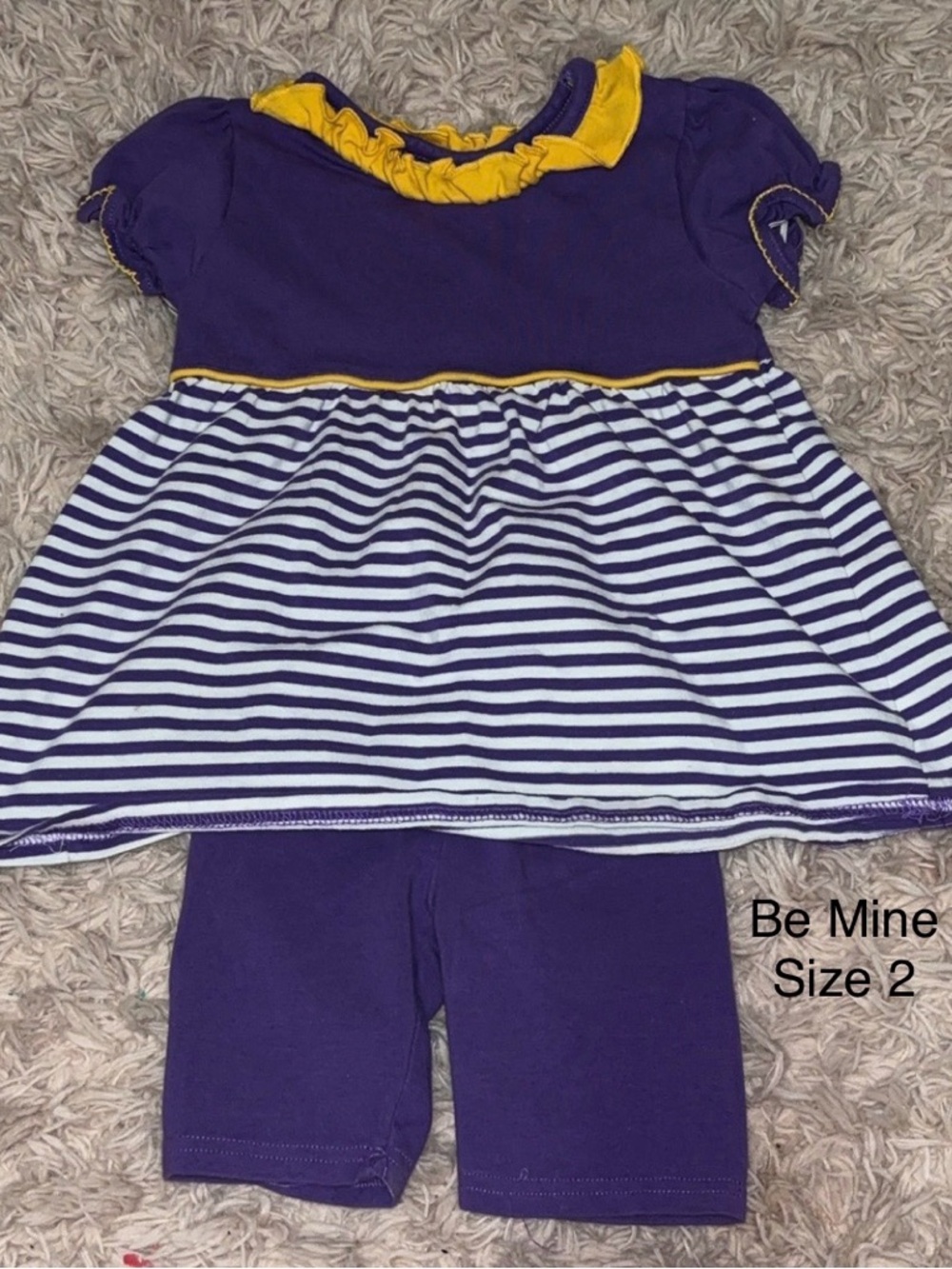 mine Purple & Yellow Striped Girls' Matching Set